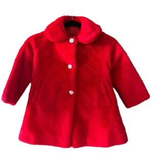 Vintage with tags Red Fur Faux Holiday Winter Coat special occasion size 4